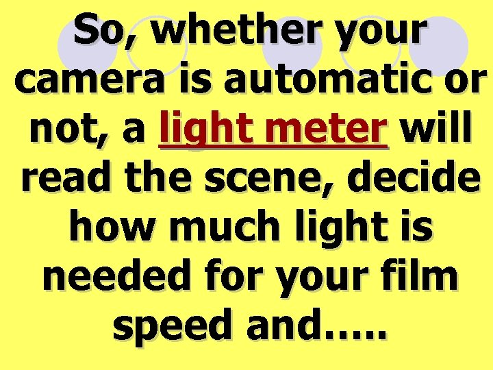 So, whether your camera is automatic or not, a light meter will read the