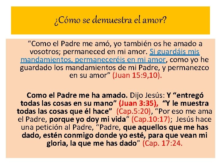 ¿Cómo se demuestra el amor? “Como el Padre me amó, yo también os he