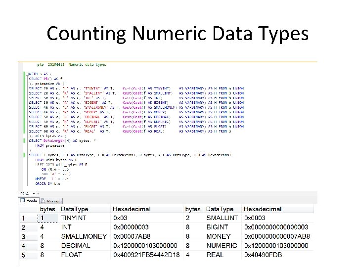 Counting Numeric Data Types 