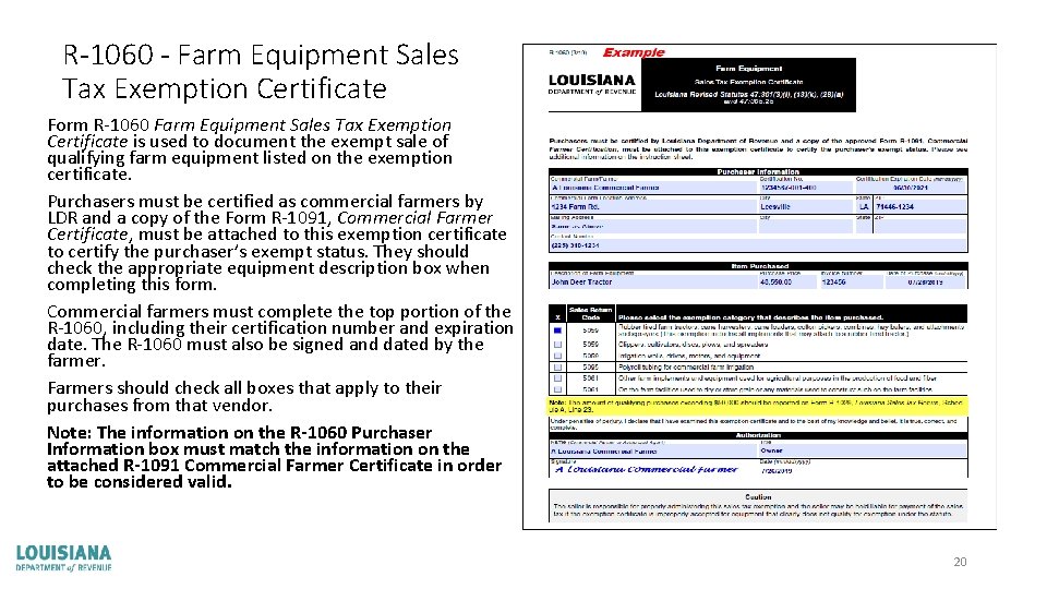 R-1060 - Farm Equipment Sales Tax Exemption Certificate Form R-1060 Farm Equipment Sales Tax