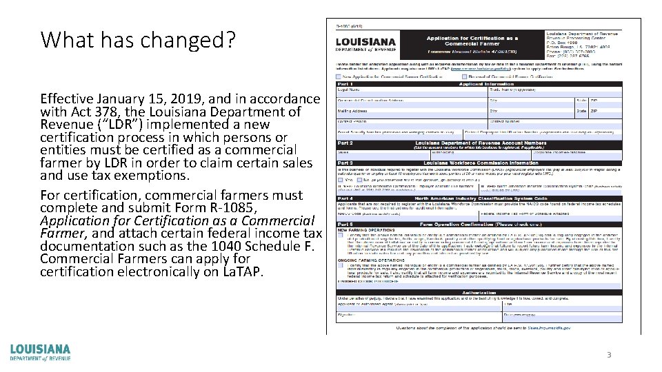 What has changed? Effective January 15, 2019, and in accordance with Act 378, the