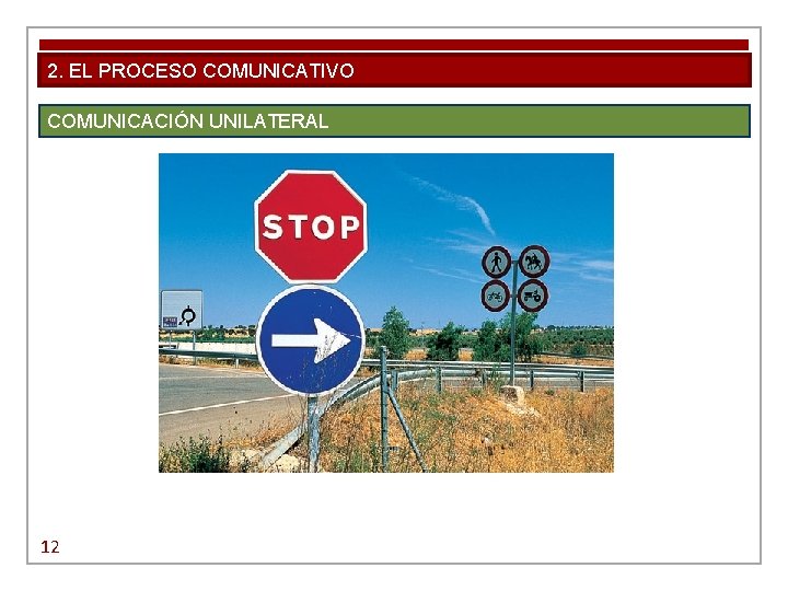 2. EL PROCESO COMUNICATIVO COMUNICACIÓN UNILATERAL 12 