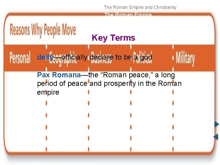 The Roman Empire and Christianity The Roman Empire Key Terms deify—officially declare to be