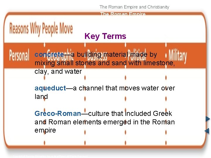 The Roman Empire and Christianity The Roman Empire Key Terms concrete—a building material made