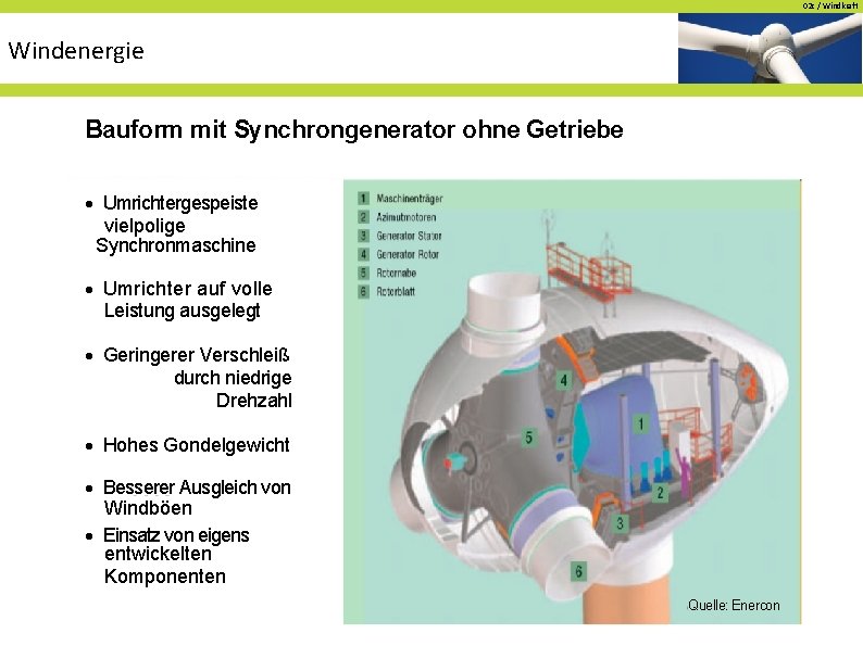 02 c / Windkraft Windenergie Bauform mit Synchrongenerator ohne Getriebe · Umrichtergespeiste vielpolige Synchronmaschine 02 c / Windkraft Windenergie Bauform mit Synchrongenerator ohne Getriebe · Umrichtergespeiste vielpolige Synchronmaschine