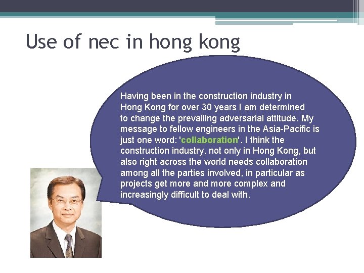 Use of nec in hong kong Having been in the construction industry in Hong