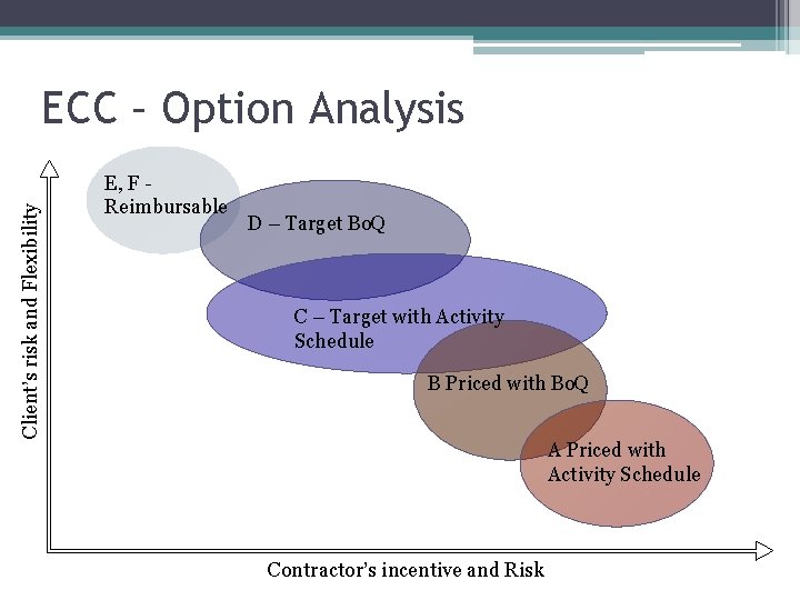 Client’s risk and Flexibility ECC – Option Analysis E, F - Reimbursable D –