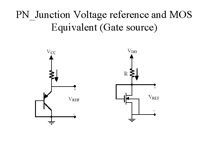 PN_Junction Voltage reference and MOS Equivalent (Gate source) 