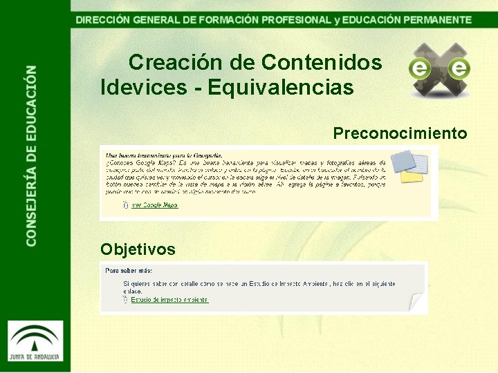 Creación de Contenidos Idevices - Equivalencias Preconocimiento Objetivos 