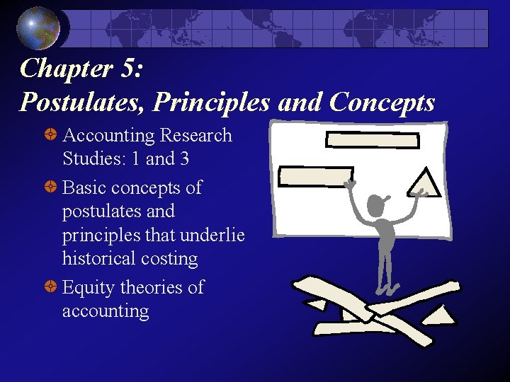Chapter 5: Postulates, Principles and Concepts Accounting Research Studies: 1 and 3 Basic concepts