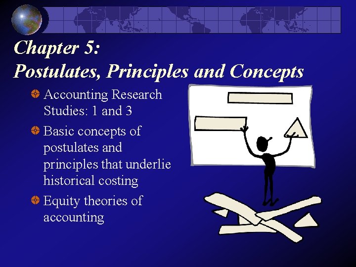 Chapter 5: Postulates, Principles and Concepts Accounting Research Studies: 1 and 3 Basic concepts