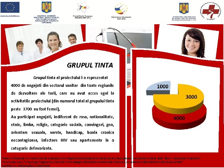 GRUPUL TINTA Grupul tinta al proiectului l-a reprezentat 4000 de angajati din sectorul sanitar