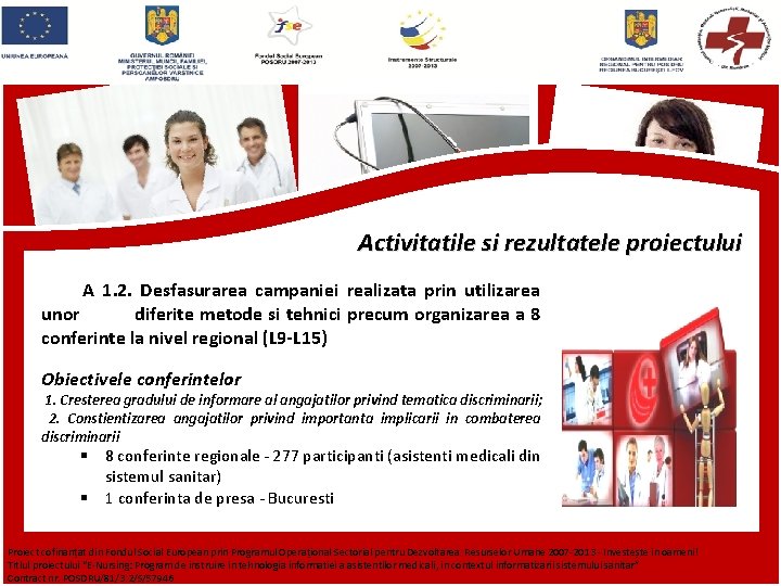 Activitatile si rezultatele proiectului A 1. 2. Desfasurarea campaniei realizata prin utilizarea unor diferite