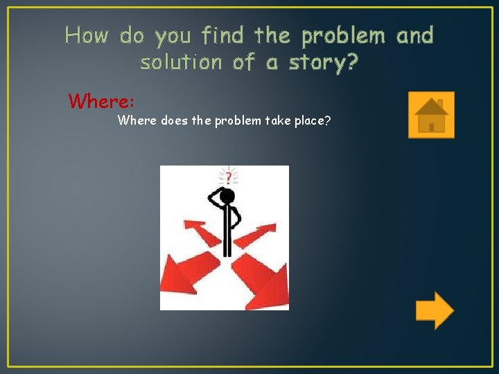 How do you find the problem and solution of a story? Where: Where does