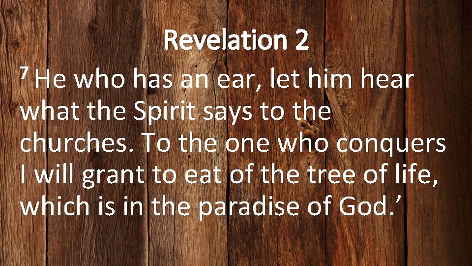 Revelation 2 7 He who has an ear, let him hear what the Spirit