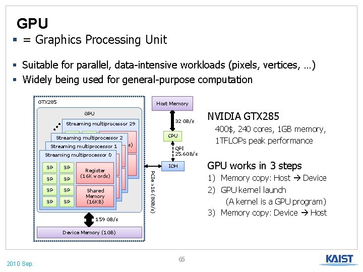 GPU § = Graphics Processing Unit § Suitable for parallel, data-intensive workloads (pixels, vertices,