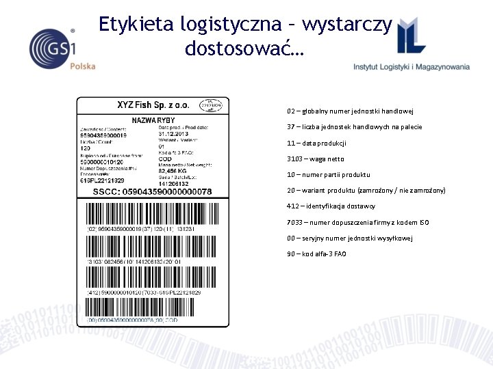 Etykieta logistyczna – wystarczy dostosować… 02 – globalny numer jednostki handlowej 37 – liczba