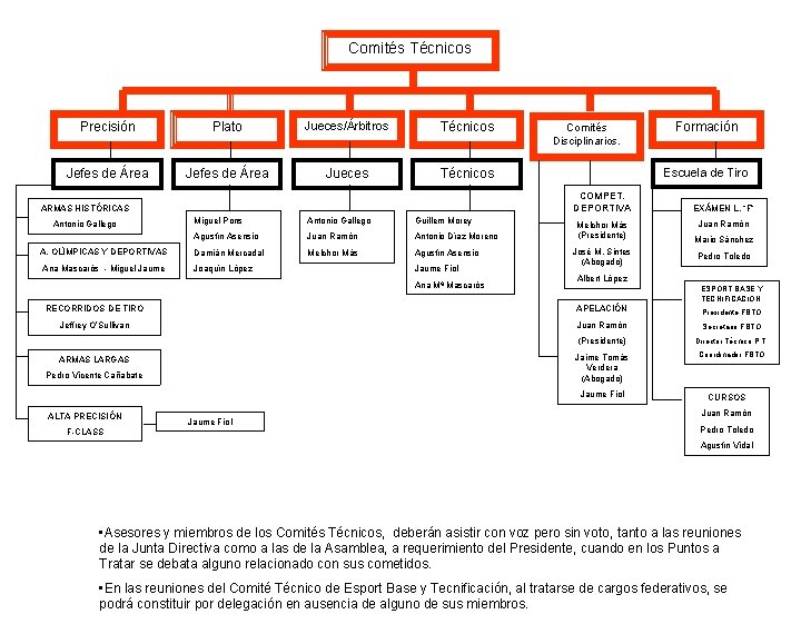 Comités Técnicos Precisión Plato Jueces/Árbitros Técnicos Jefes de Área Jueces Técnicos Miguel Pons Antonio