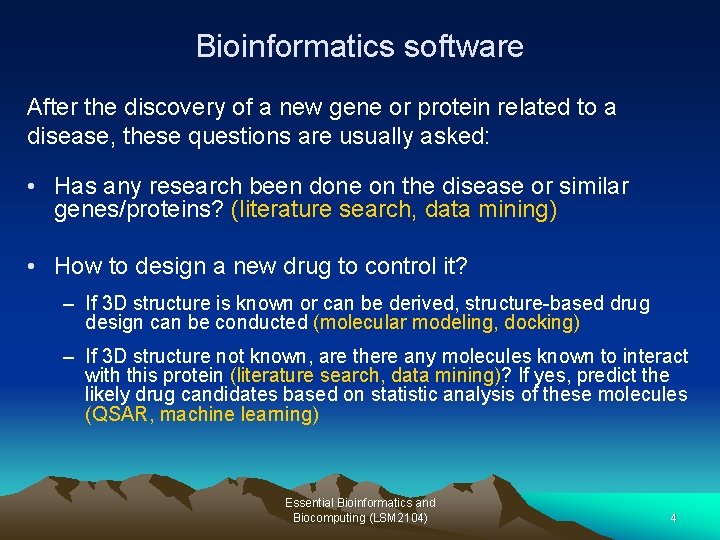 Essential Bioinformatics and Biocomputing LSM 2104 Section I