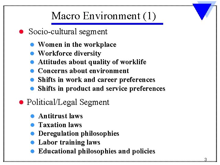 Macro Environment (1) l Socio-cultural segment l l l l Women in the workplace Macro Environment (1) l Socio-cultural segment l l l l Women in the workplace