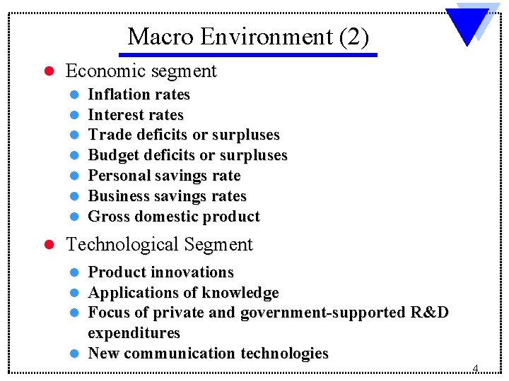 Macro Environment (2) l Economic segment l l l l Inflation rates Interest rates Macro Environment (2) l Economic segment l l l l Inflation rates Interest rates