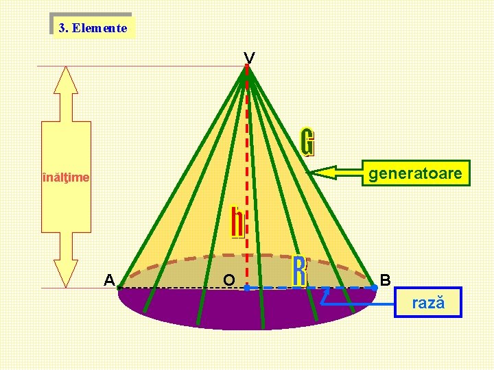 2. Elemente 3. V generatoare înălţime A O B rază 2. Elemente 3. V generatoare înălţime A O B rază