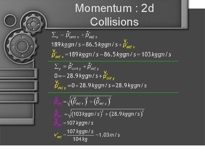 Momentum : 2 d Collisions 