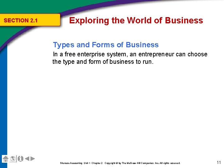 SECTION 2. 1 Exploring the World of Business Types and Forms of Business In SECTION 2. 1 Exploring the World of Business Types and Forms of Business In