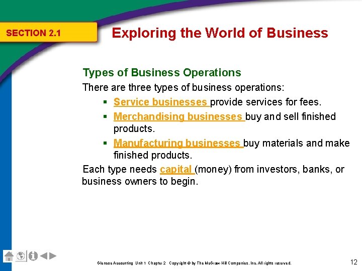 SECTION 2. 1 Exploring the World of Business Types of Business Operations There are SECTION 2. 1 Exploring the World of Business Types of Business Operations There are