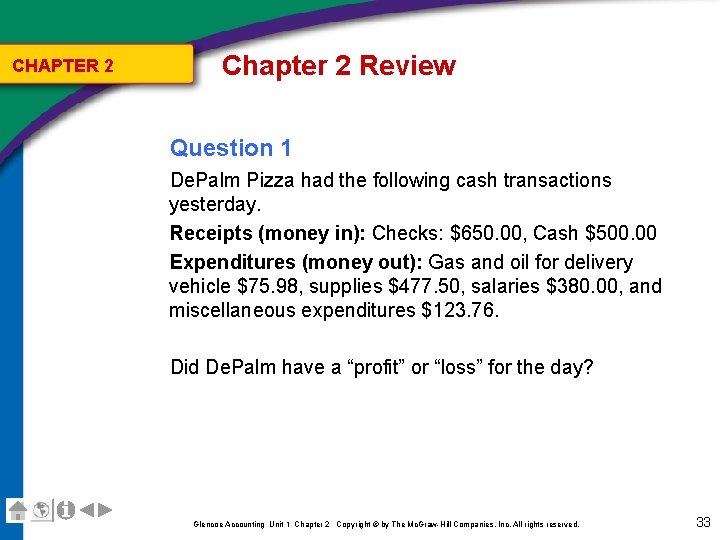 CHAPTER 2 Chapter 2 Review Question 1 De. Palm Pizza had the following cash CHAPTER 2 Chapter 2 Review Question 1 De. Palm Pizza had the following cash