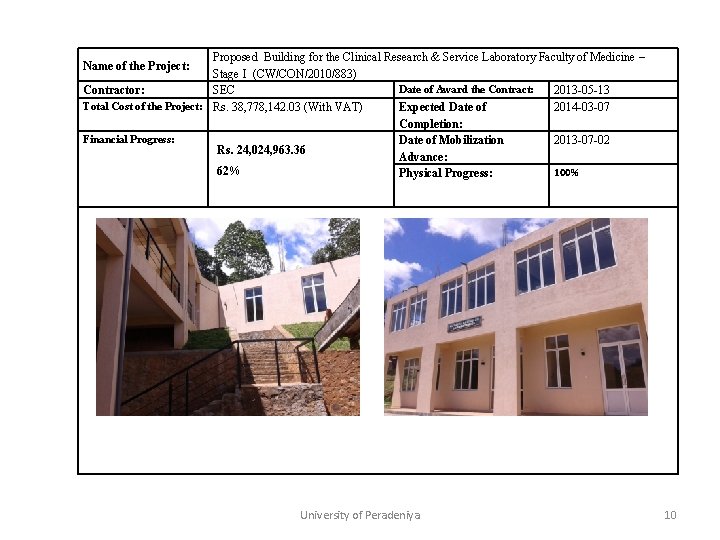 Proposed Building for the Clinical Research & Service Laboratory Faculty of Medicine – Stage