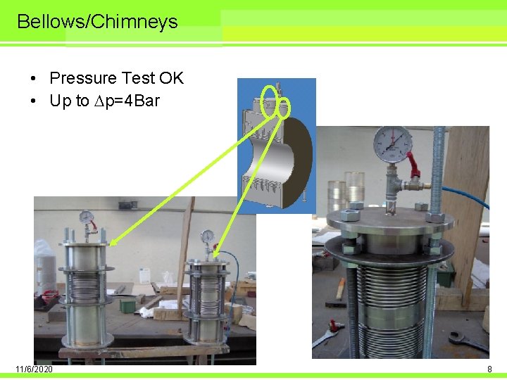 Bellows/Chimneys • Pressure Test OK • Up to Dp=4 Bar 11/6/2020 8 