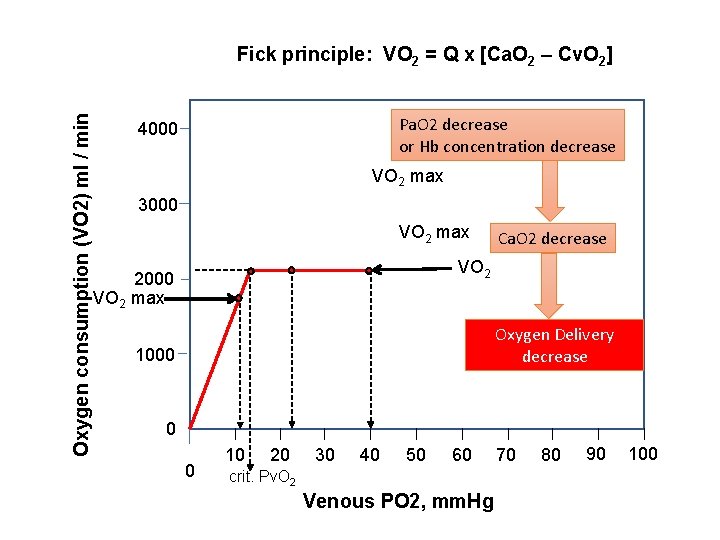 Oxygen consumption (VO 2) ml / min Fick principle: VO 2 = Q x Oxygen consumption (VO 2) ml / min Fick principle: VO 2 = Q x