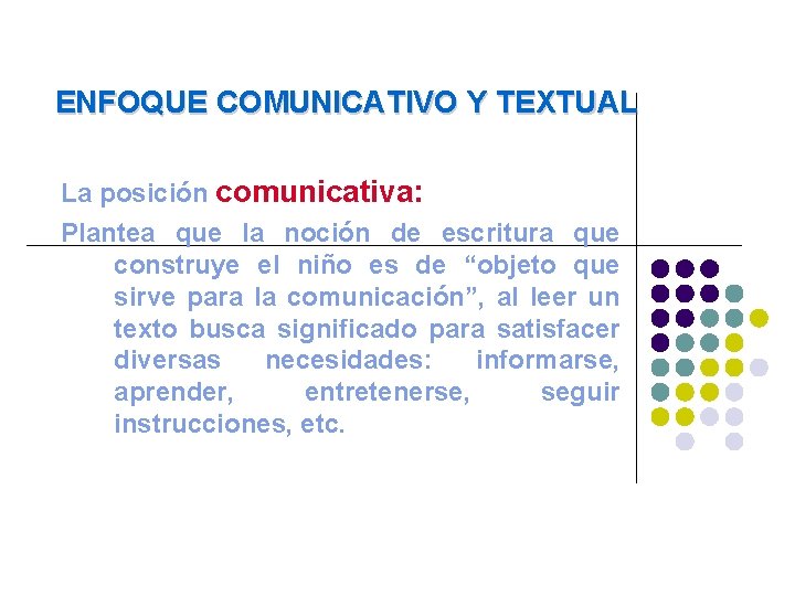 ENFOQUE COMUNICATIVO Y TEXTUAL La posición comunicativa: Plantea que la noción de escritura que ENFOQUE COMUNICATIVO Y TEXTUAL La posición comunicativa: Plantea que la noción de escritura que
