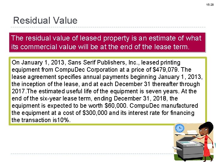 15 -28 Residual Value The residual value of leased property is an estimate of