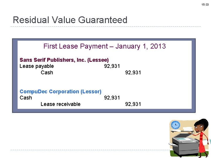 15 -33 Residual Value Guaranteed First Lease Payment – January 1, 2013 Sans Serif