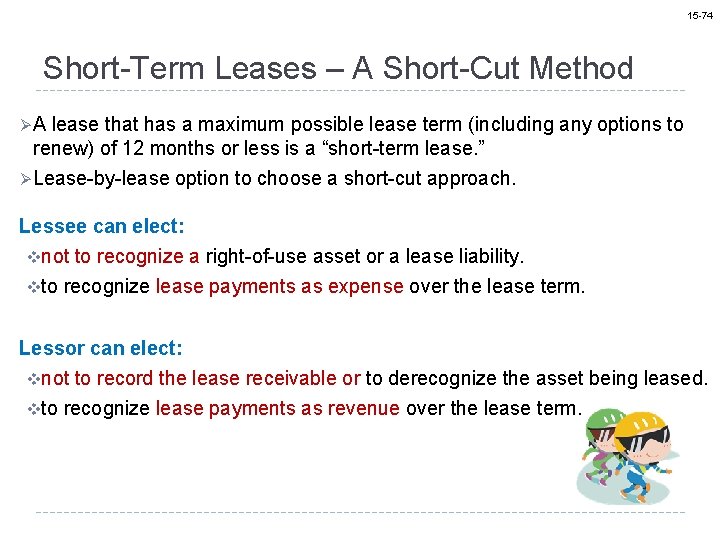 15 -74 Short-Term Leases – A Short-Cut Method Ø A lease that has a