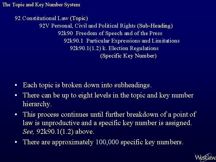 The Topic and Key Number System 92 Constitutional Law (Topic) 92 V Personal, Civil