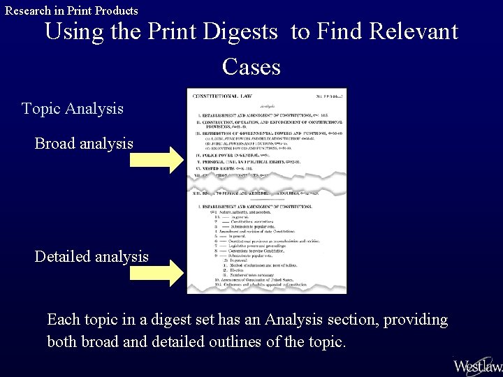 Research in Print Products Using the Print Digests to Find Relevant Cases Topic Analysis