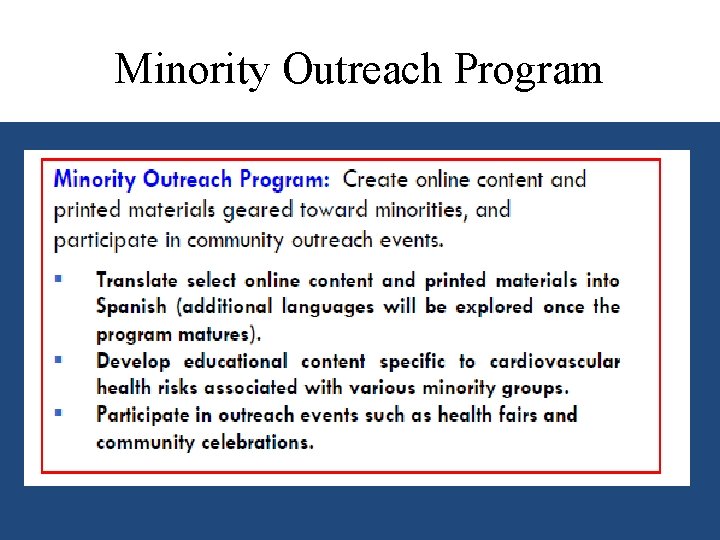 Minority Outreach Program 