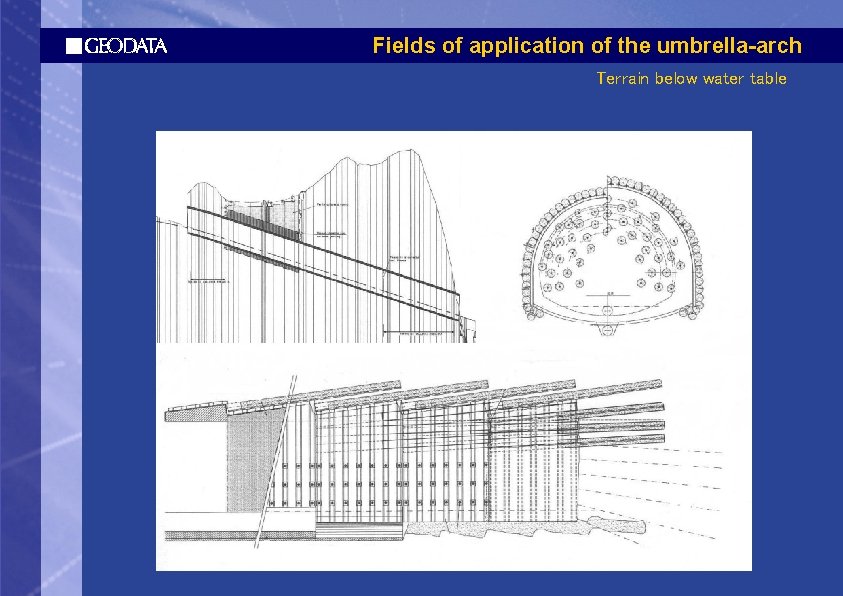 Fields of application of the umbrella-arch Terrain below water table 