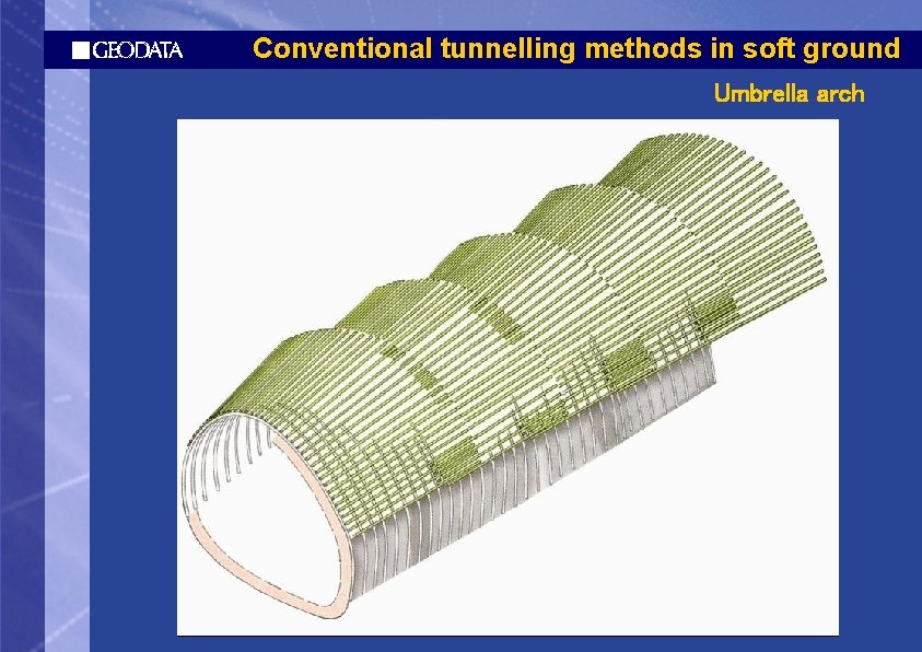 Conventional tunnelling methods in soft ground Umbrella arch 