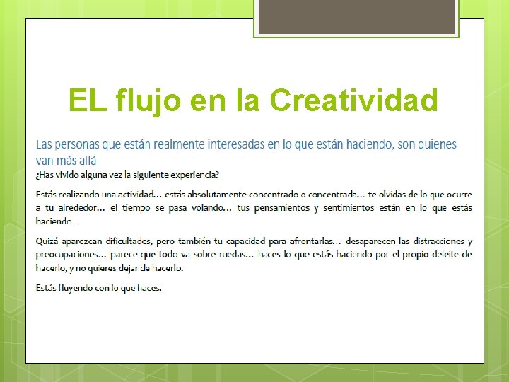 EL flujo en la Creatividad 