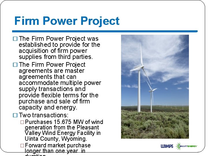Firm Power Project � The Firm Power Project was established to provide for the