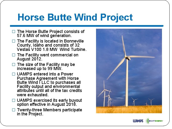 Horse Butte Wind Project � The Horse Butte Project consists of � � �