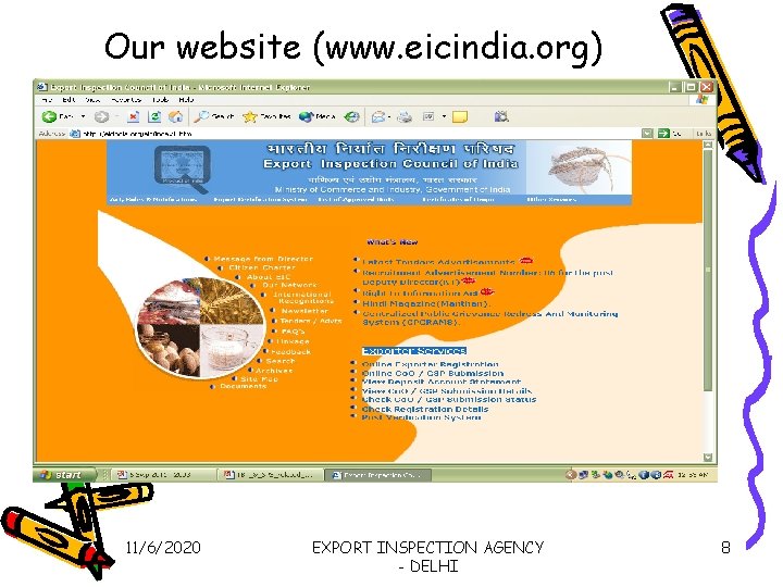 Our website (www. eicindia. org) 11/6/2020 EXPORT INSPECTION AGENCY - DELHI 8 