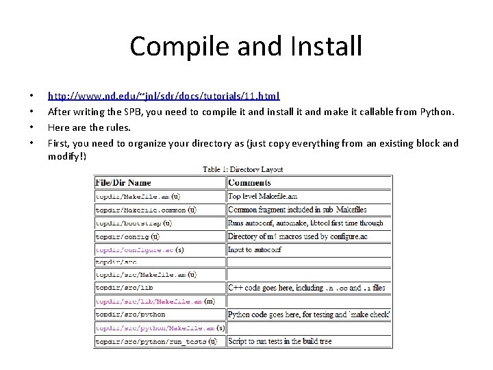 Compile and Install • • http: //www. nd. edu/~jnl/sdr/docs/tutorials/11. html After writing the SPB,