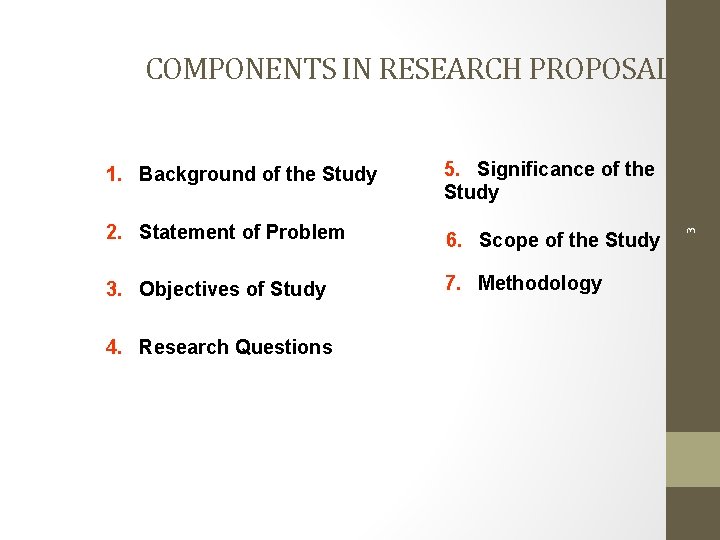 1. Background of the Study 5. Significance of the Study 2. Statement of Problem 1. Background of the Study 5. Significance of the Study 2. Statement of Problem