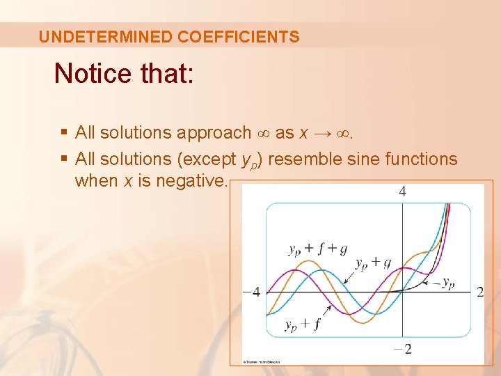 UNDETERMINED COEFFICIENTS Notice that: § All solutions approach ∞ as x → ∞. §