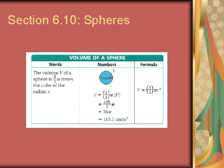 Section 6. 10: Spheres 